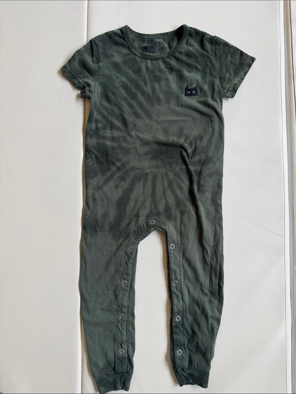 Mini Munster Toddler Kids Olive Green One-Piece Romper